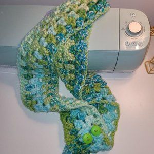 Green & Blue Scarf w/ Buttons